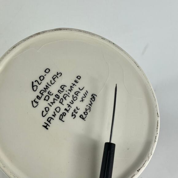 Ceramicas De Coimbra Portugal Pitcher Hand Painted Floral Deer Bird Motif 8" - Picture 13 of 13